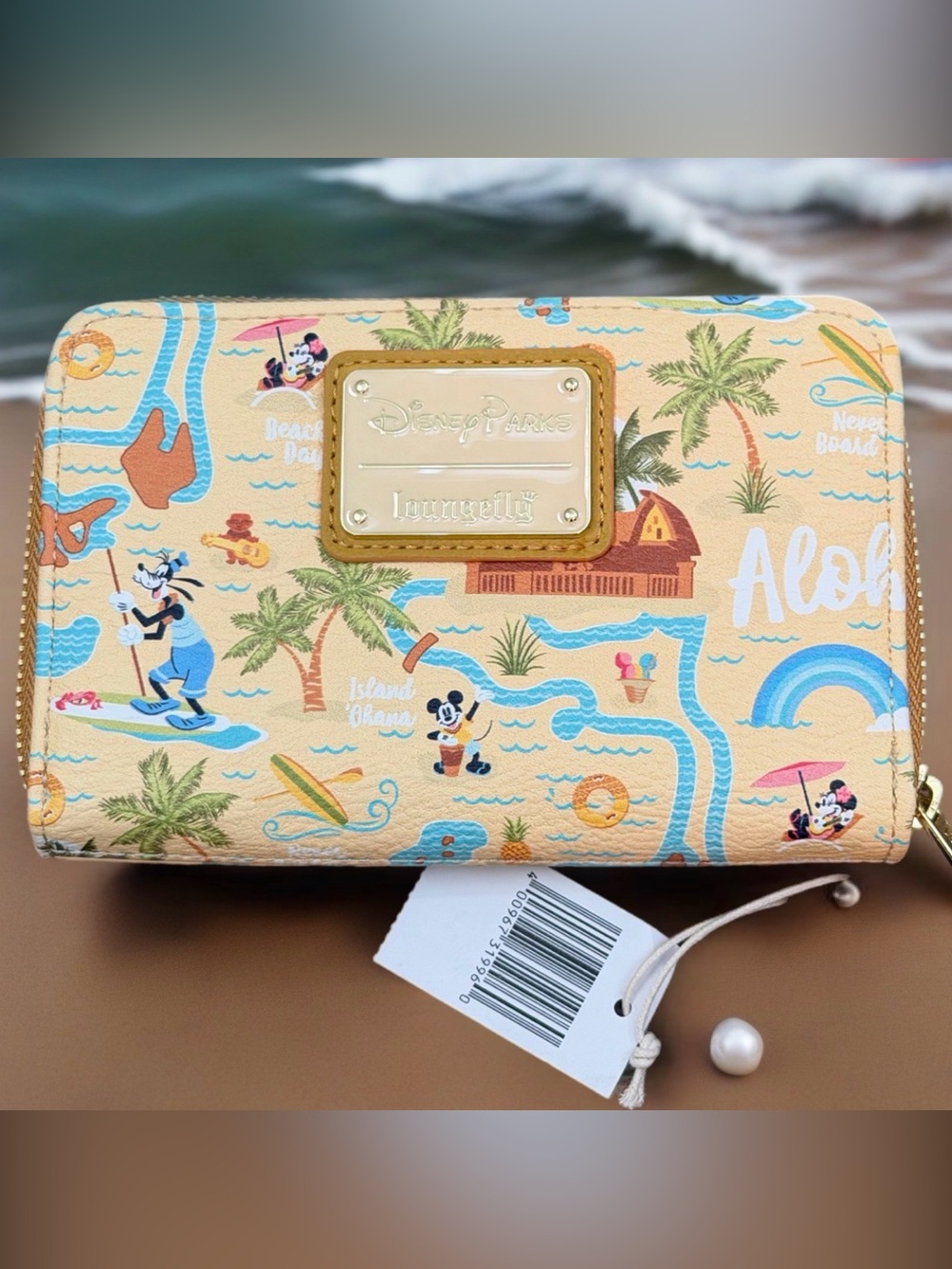 Disney Parks Loungefly Aulani Hawaii Aloha Tropical Mickey Minnie Zip Wallet NWT
